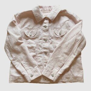 J. Jill  Linen and Cotton Jean Jacket, Light Pink Pockets, Metal Buttons, Large